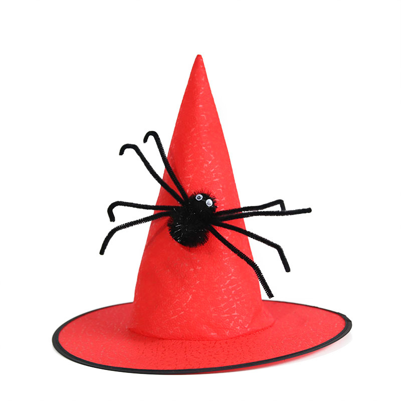 Sombrero de bruja de Halloween para niños maquillaje para adultos accesorios de ropa no tejida araña negra sombrero de mago sombrero de mago
