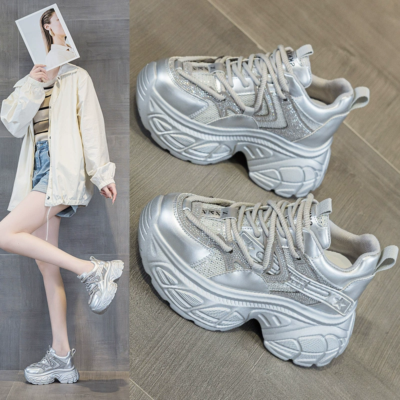 Новая весна 2025 увеличить толстую подошву из натуральной кожи повседневная обувь для папы модная обувь на шнуровке