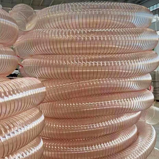 PU high temperature resistant copper plated steel wire hose telescopic transparent plastic corrugated spiral pipe pu polyurethane transparent air duct