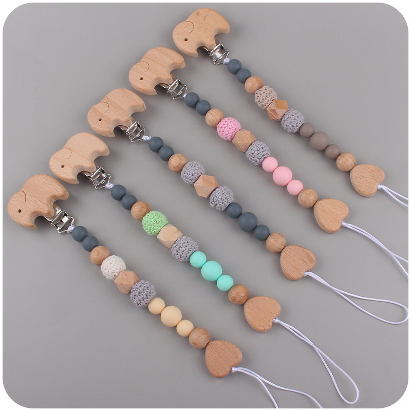 Nuevo bebé de dibujos animados elefante mordedor calmante bebé elefante chupete clip silicona anti-gota Cadena de dos piezas conjunto de juguete