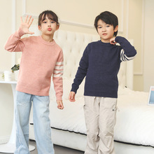 秋冬新款儿童毛衣女童圆领套头打底衫中大男童羊毛针织衫童装批发