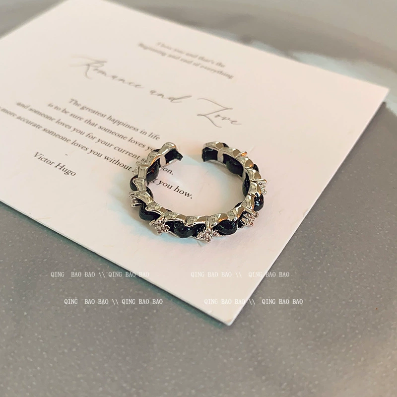 Ring adjustable, zircon micro-inlay, light-luxury simple elegant for index finger