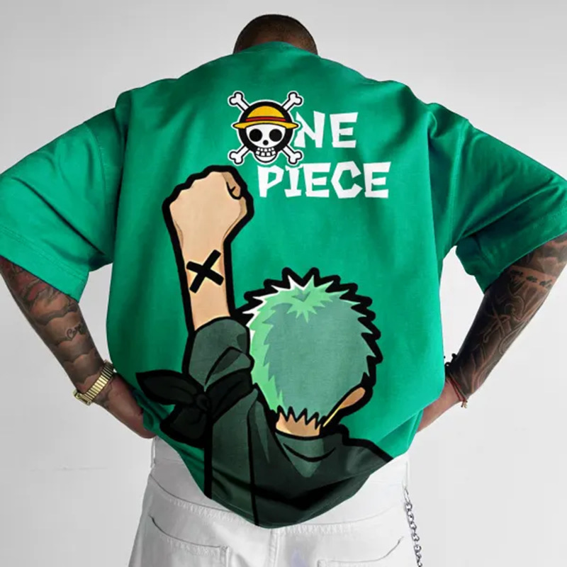 Luffy Sauron one piece cartoon personalized printed heavy cotton T-shirt handsome cartoon men's and women's T-shirt short-sleeved shirt Luffy Sauron one piece cartoon personalized printed heavy cotton T-shirt handsome cartoon men's and women's T-shirt short-sleeved shirt
