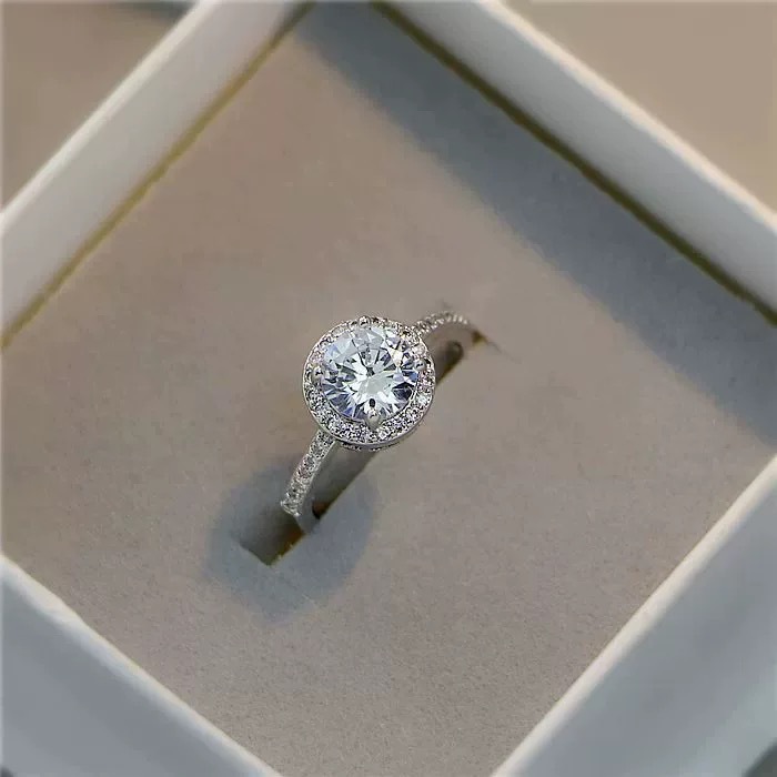 Simulierter Moissanit Ring Rund Geschliffen Für Damen Herzring_voghion.com
