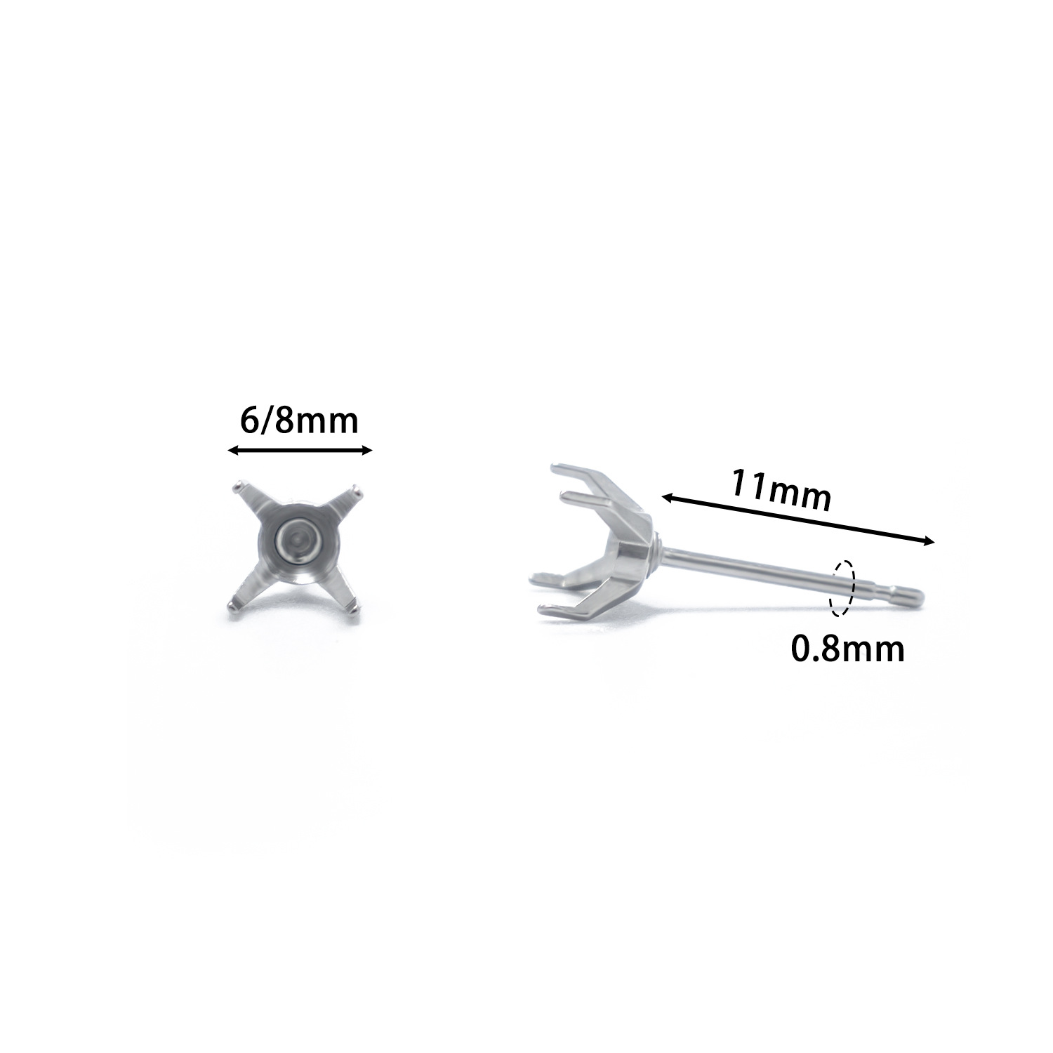 Titanium steel earnail hollow holder straight needle Huazi zircon claw with earnail holder zircon holder DIY ear nail puncture accessories