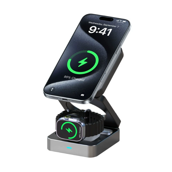 Складная полупроводниковая магнитная всасывание три в одном беспроводное зарядное устройство охлаждения с вентилятором для мобильного телефона наушники часы