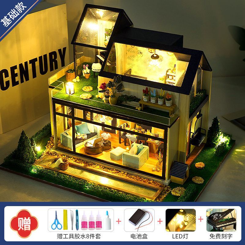 Christmas House Kidsren's Toys Gifts Birthday Gifts for Assembled Boys House Model DIY Handmade Cabin Christmas House Kidsren's Toys Gifts Birthday Gifts for Assembled Boys House Model DIY Handmade Cabin