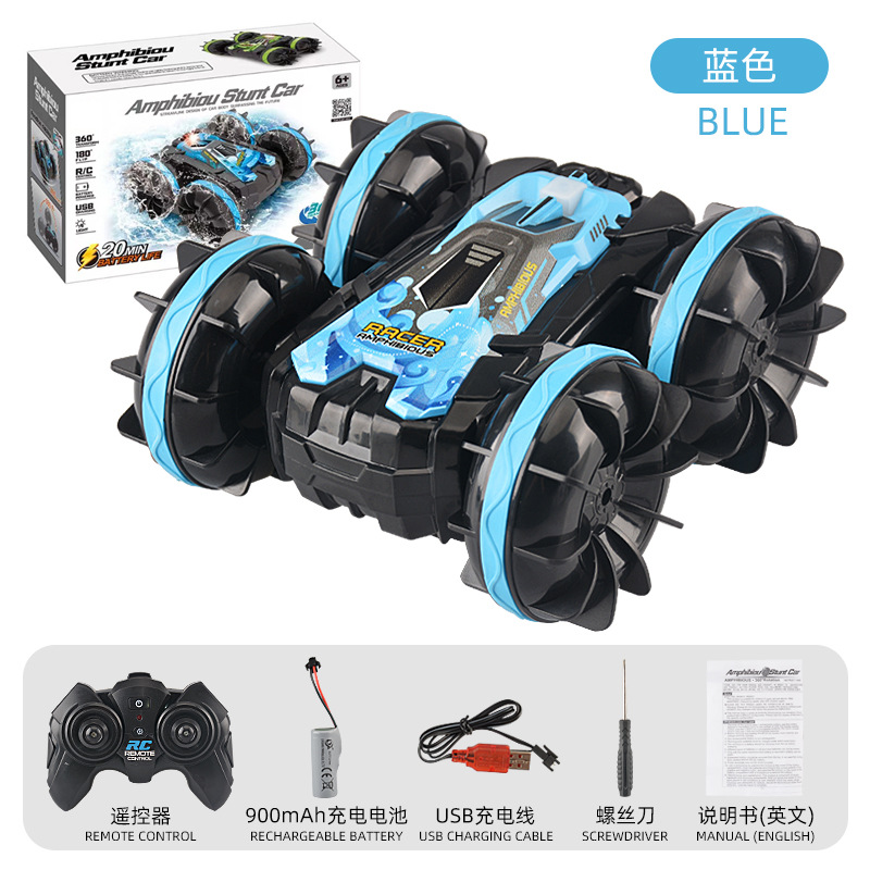 Cross-border amphibious stunt remote control car 2.4g long endurance double-sided crawler rollover children's electric toy model