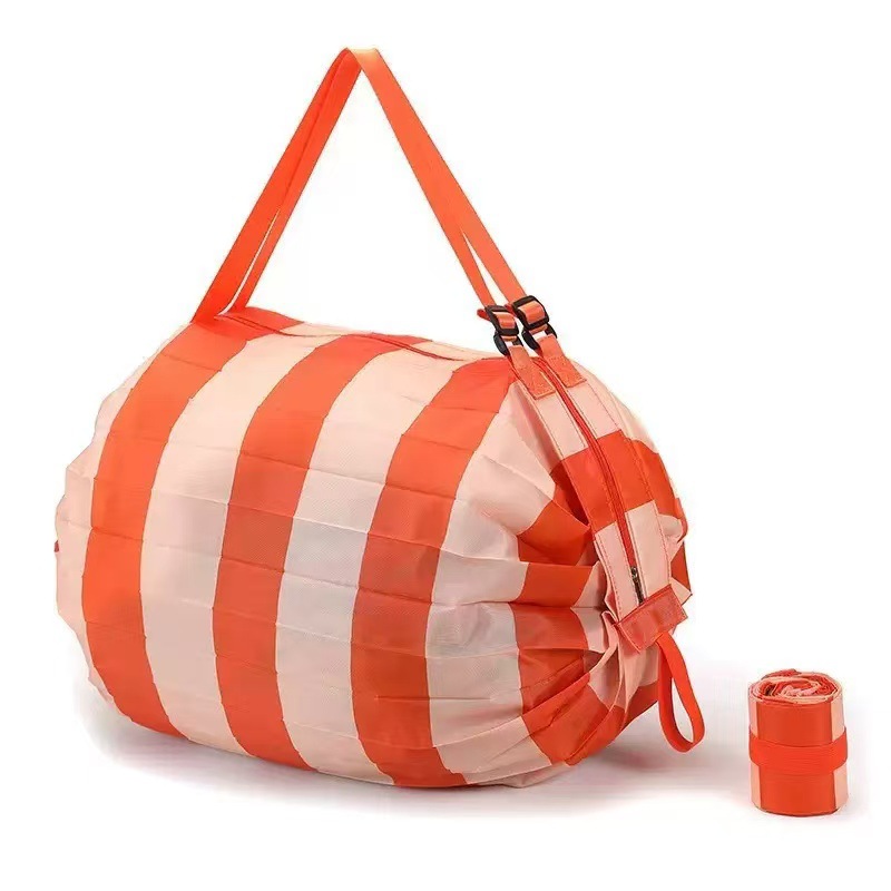 핑크 오렌지 스트라이프 접이식 아코디언 백 50*35CM