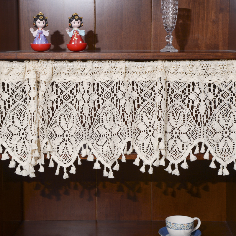American-Style Cotton Lace Short Curtains, Half Curtains, Curtain Headers, Door Curtains, Partition Curtains, Window Curtains, Kitchen Bookshelf Short Curtains, Window Drapes