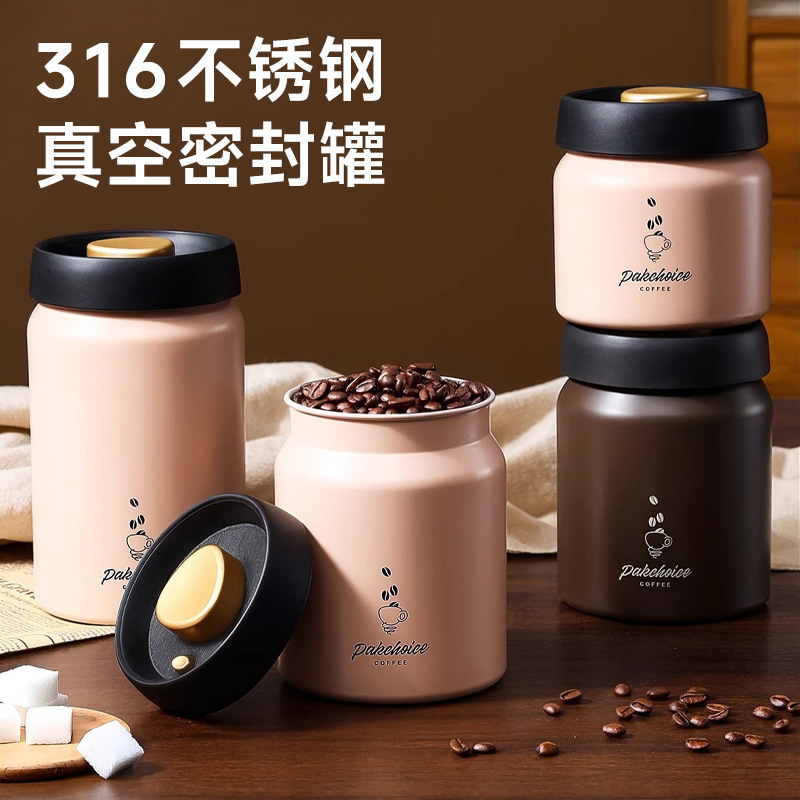 Vacuum Stainless Steel 316 Coffee Bean Sealed Can Light-Proof Tea Can Coffee Powder Food Grade Storage Storage Can