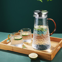 玻璃冷水壶耐热高温水瓶家用锤纹凉水壶水杯茶壶套装冷泡花茶