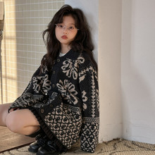 女童针织开衫外套女大童洋气秋装上衣儿童费尔岛毛衣设计感慵懒风