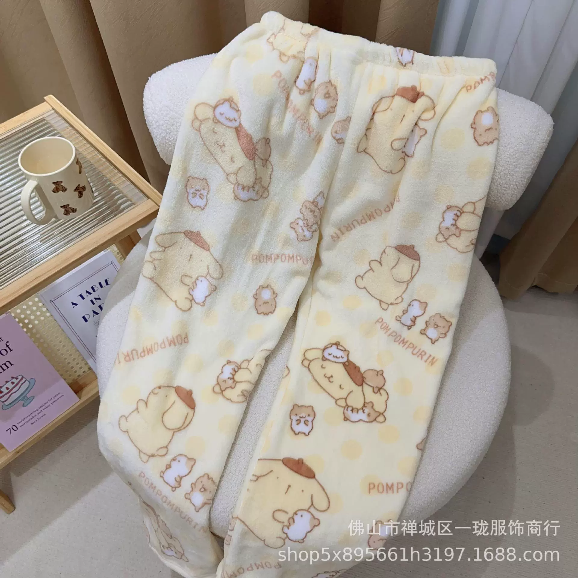 Пятно ins ветер осенний и зимний толстый мультфильм пудинг собака пижака фланелевые теплые домашние брюки широкие повседневные брюки