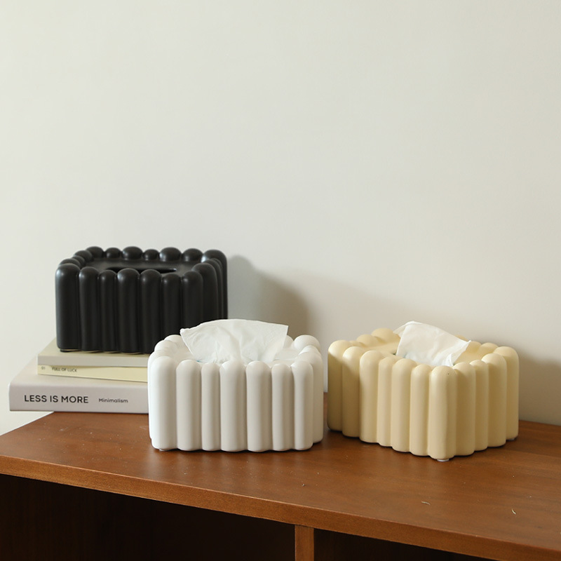 Ins caja de pañuelos creativos caja de dibujo de viento crema simple sala de estar casa servilleta de cerámica en caja adornos