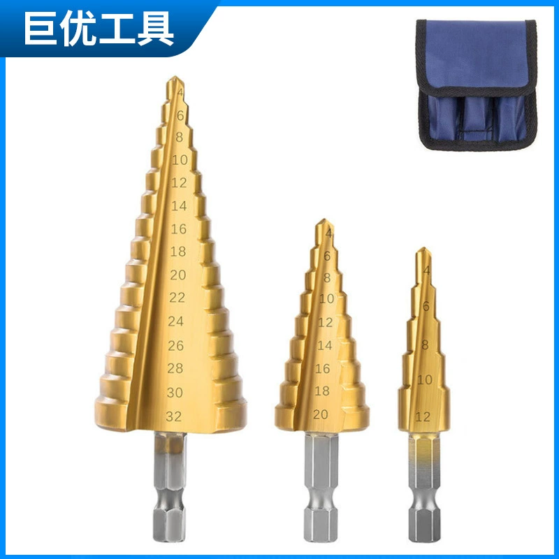 Шестиугольная ручка пагода дрель из быстрорежущей стали с титановым покрытием скамейка сверла, расширяя инструмент открывалка для отверстий оптом лестничная дрель Крышка головки