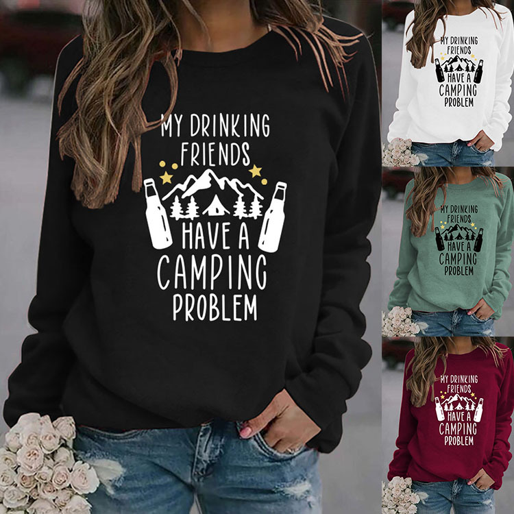 Women's Hoodies Long Sleeve Printing Streetwear Letter Mountain Wine Bottle display picture 1