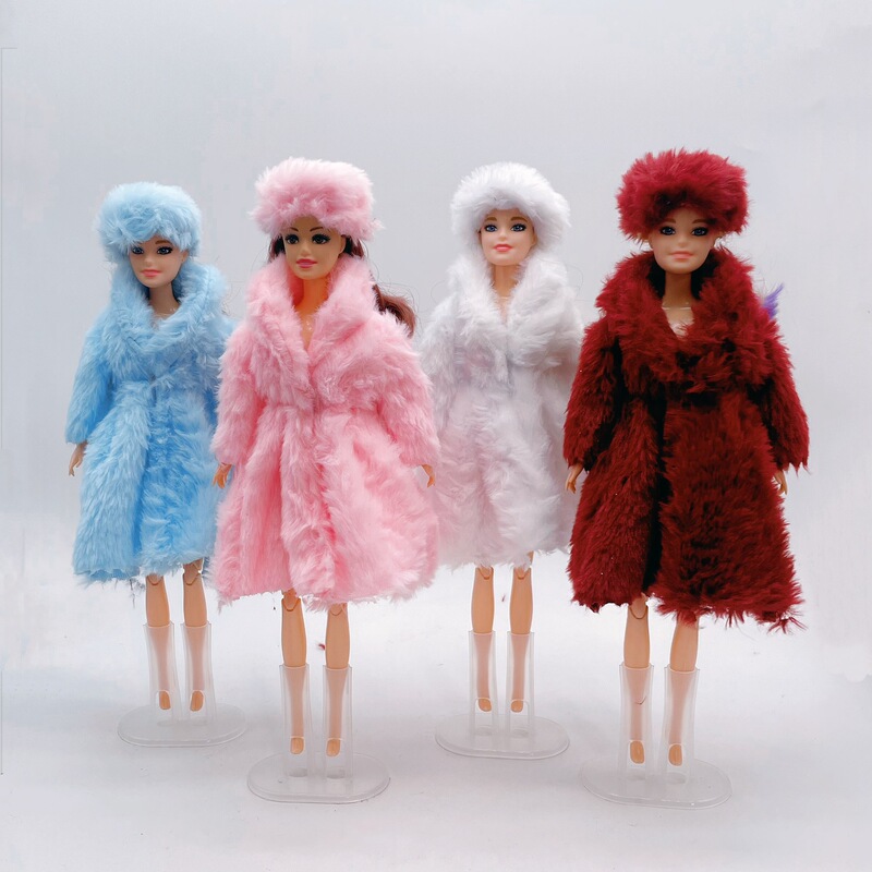 New Style 6-Point Plush Outfit Suitable for 30cm Dolls, Fashionable and Elegant Plush Jacket Set with Hat