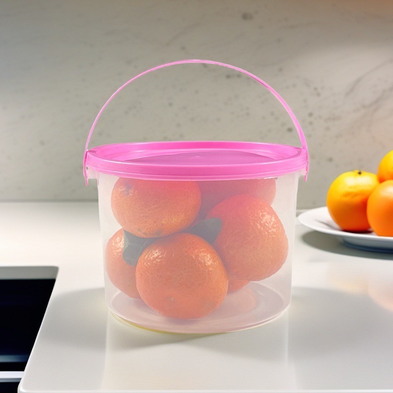 源头工厂直销密封带盖子史莱姆圆形1L塑料桶加厚升级本精致透明桶