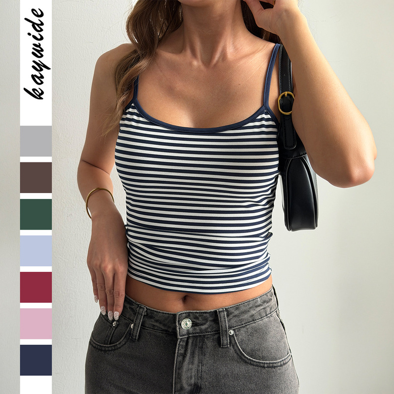 Di Yun European and American Y2K Style Versatile Striped Camisole T-Shirt Top Women's Clothing 2026 Summer Amazon Independent Site Di Yun European and American Y2K Style Versatile Striped Camisole T-Shirt Top Women's Clothing 2026 Summer Amazon Independent Site