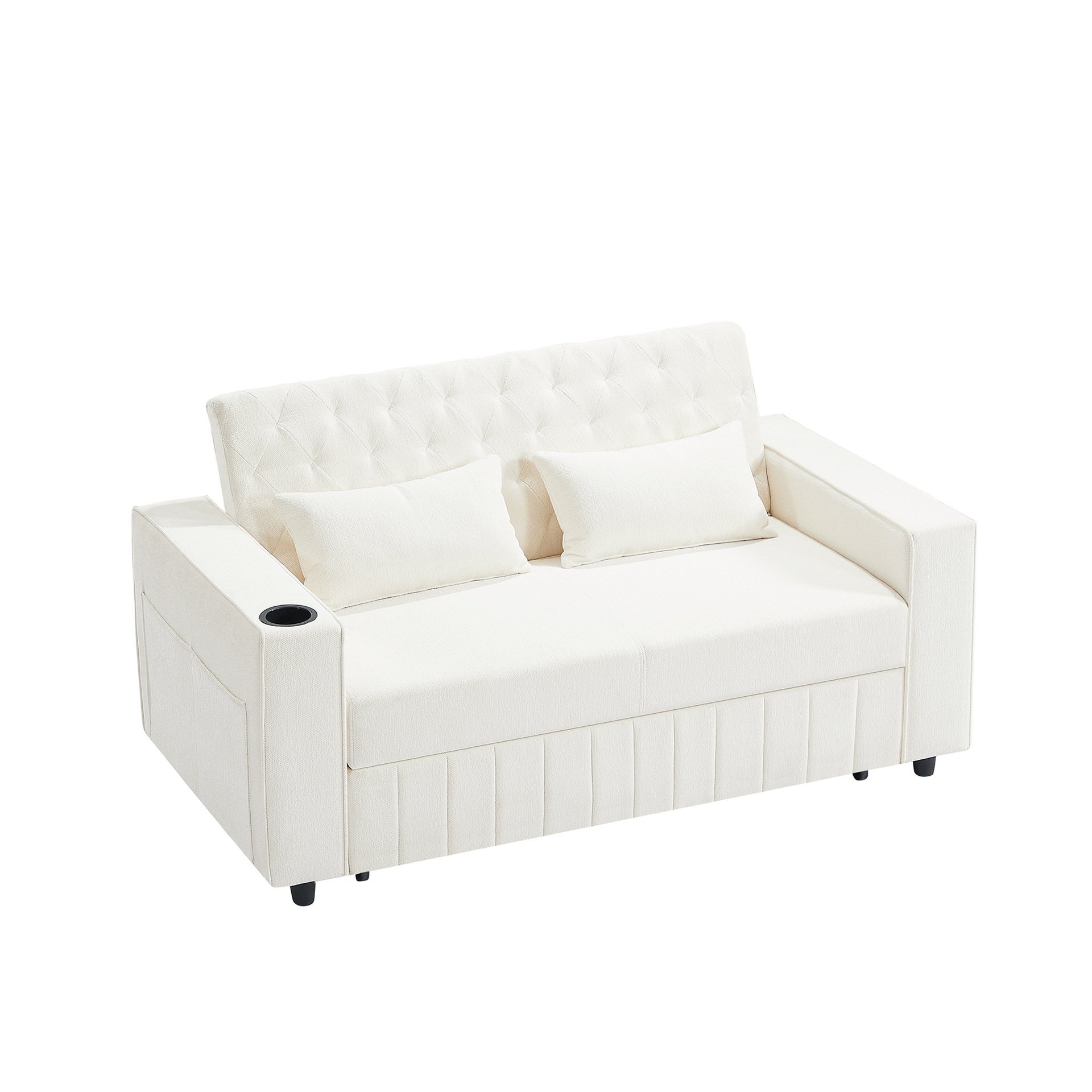 Sofá cama multifuncional crema de dos usos tela de lana doméstica moderna nueva oficina de limpieza sala de estar pequeña casa image 4