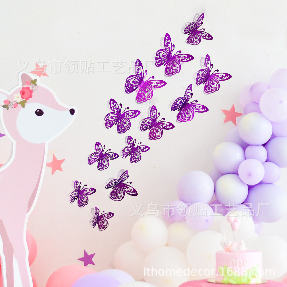 LTHD024 papel hueco mariposa tridimensional mariposa aniversario decoración decorativa decoración de fiesta de cumpleaños