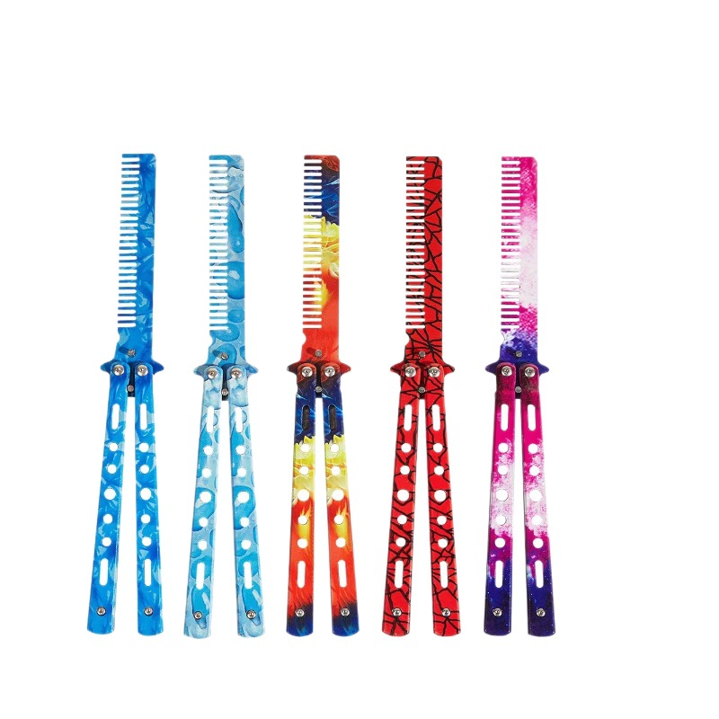 Spot al por mayor cuchillo de mariposa sin abrir peine de mariposa cuchillo plegable cuchillo de práctica de mariposa cuchillo de juguete de práctica para principiantes