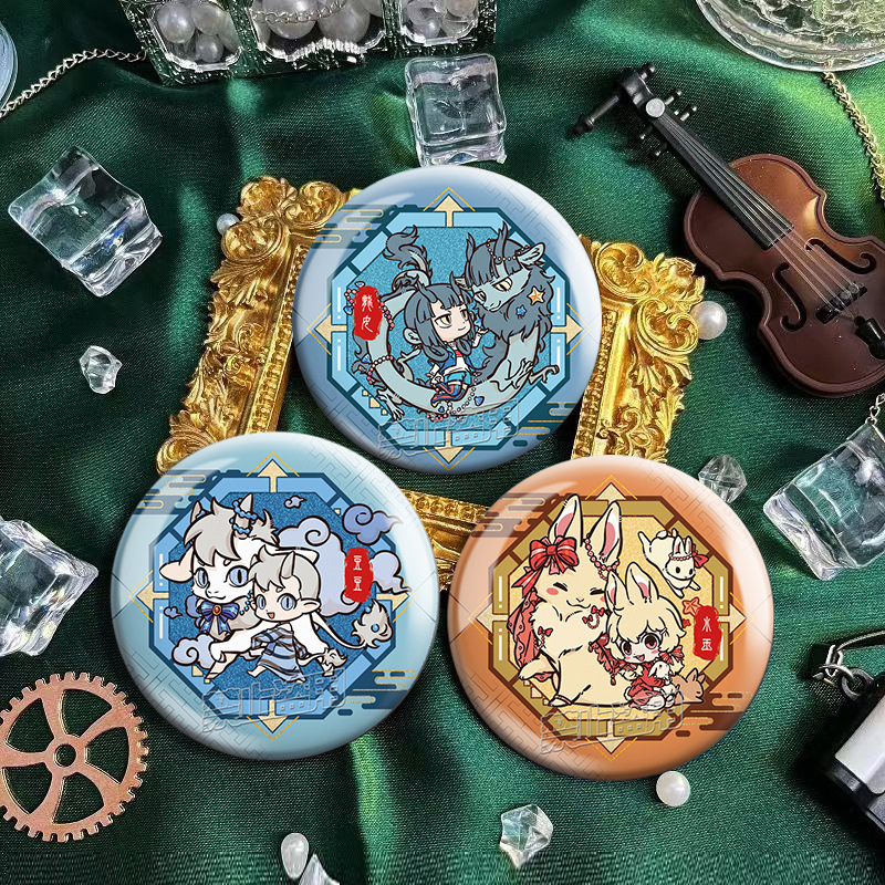 非人哉【新作】ファンオリジナル周辺機器 二次元銀葱 ダブルフラッシュバージー小玉ネザーグリーンバッジ|undefined