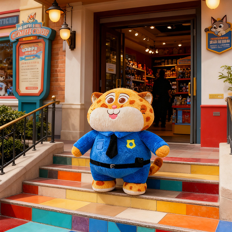 Movie-Style Crazy Leopard Police Officer Doll Zootopia Happy Doll Plush Toy Children's Gift Cute Doll