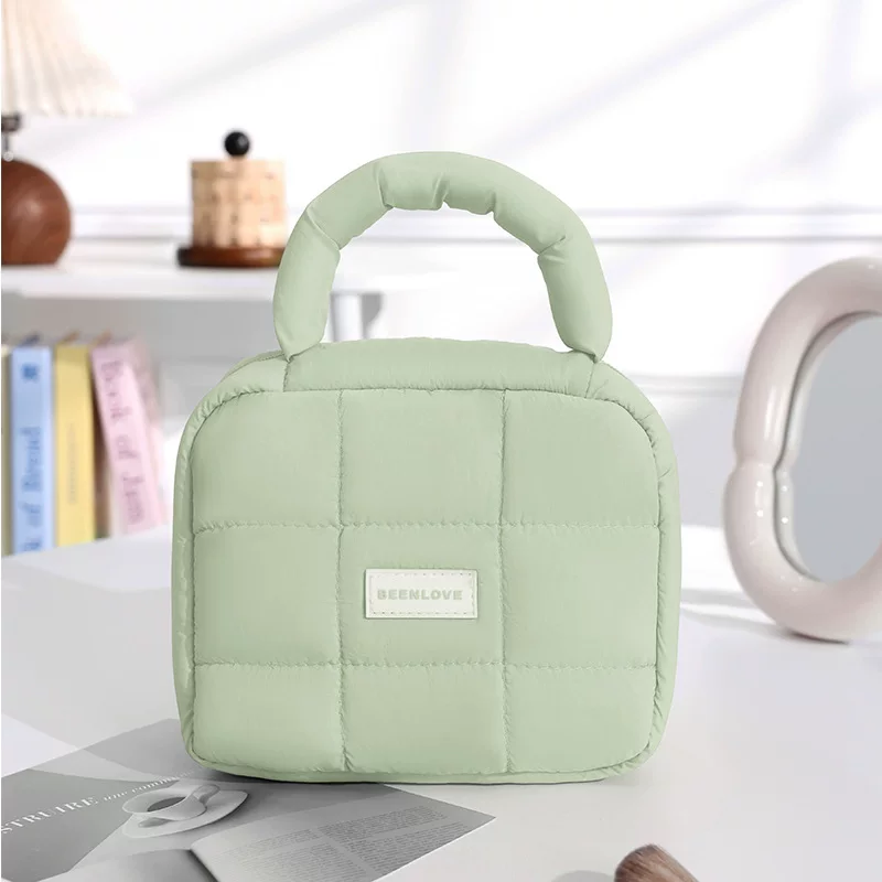 Handheld cosmetic bag, capacious organizer bag, storage bag for traveling