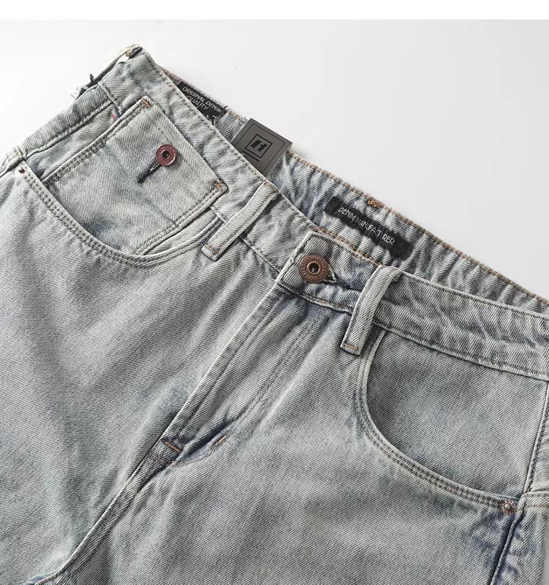 Men's Clothing Men's Mid-Length Distressed Ripped Denim Shorts Summer Retro Washed Muddy Casual Loose Trendy_mkmklike.com