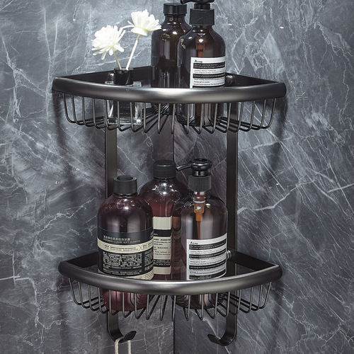 All-copper shower gun gray bathroom towel rack set, bathroom shelf, bathroom hanging storage rack, bathroom accessories