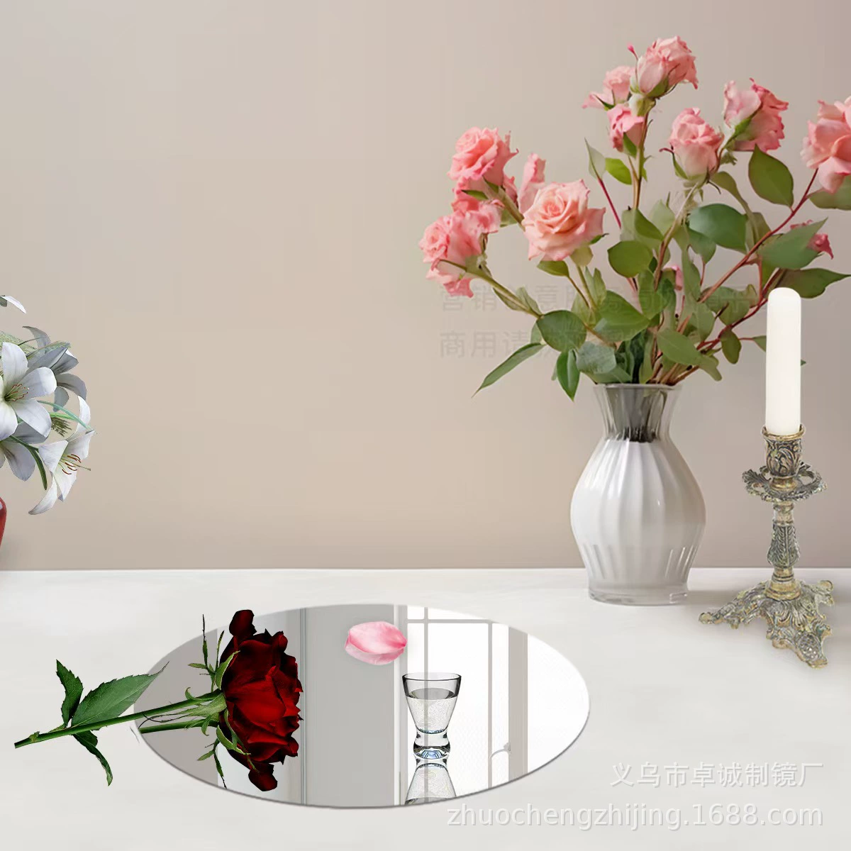 Акриловые зеркальные наклейки на стену, круглое зеркало для центра стола, подходит для свадеб, вечеринок, праздничного декора, акриловое зеркало