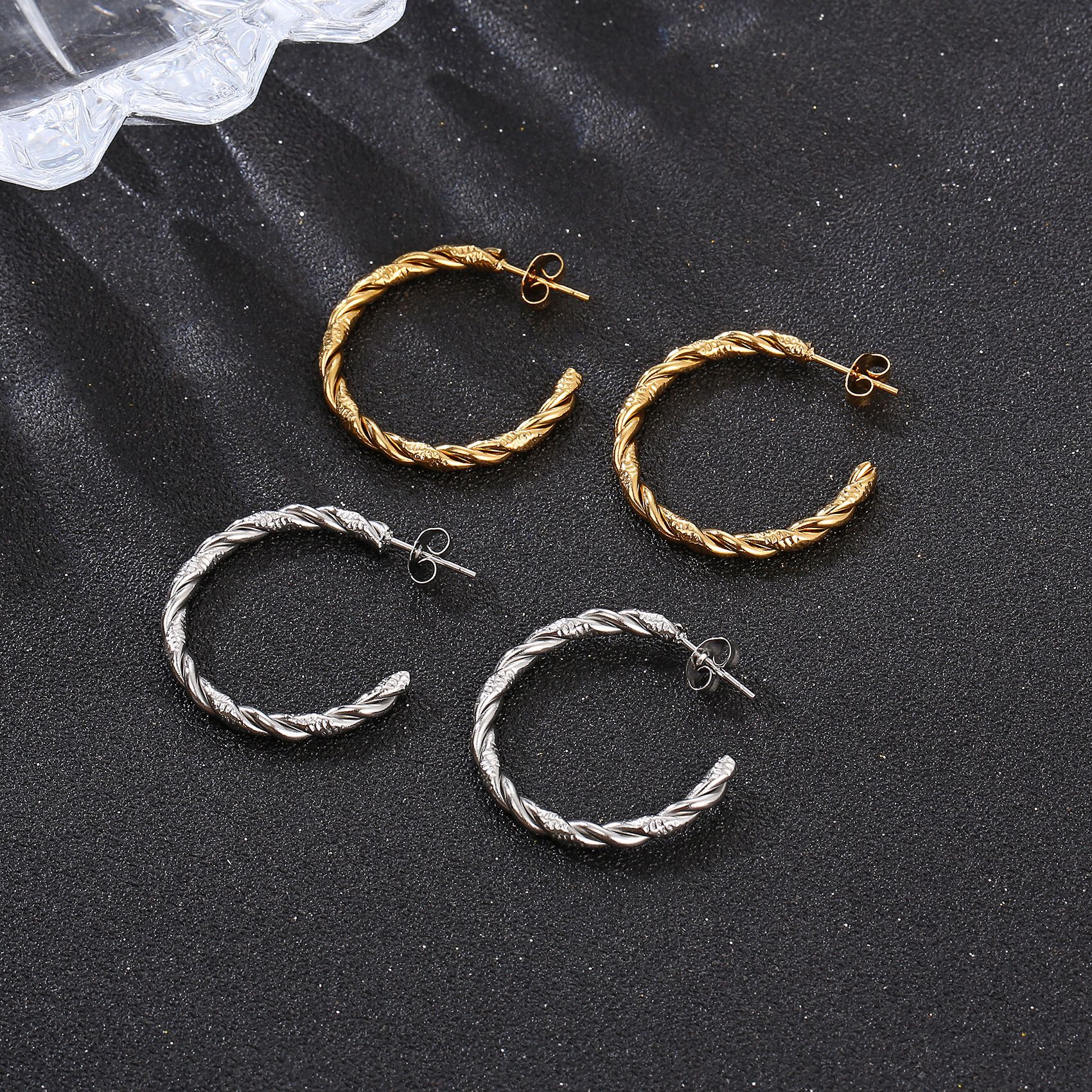 18K Gold Plating Material Earrings Classification PVD Coated 18K Gold Real Gold Plated Solid Color 201 Stainless Steel Fashion Waterproof Non Tarnish Earrings