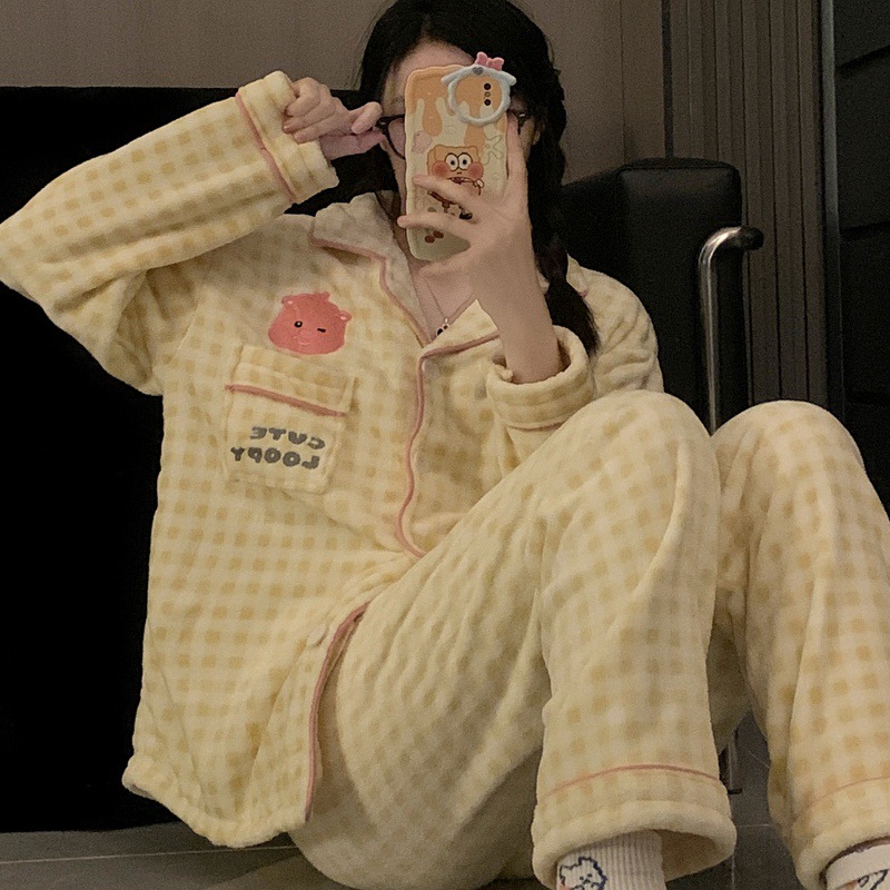 [autumn and winter style-flannel] yellow grid ruby (thick and velvet)