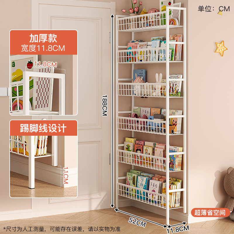 Puerta trasera estante de hierro forjado estante de libros ultra delgado para niños simple muy estrecho italiano pared colgada gabinete de almacenamiento doméstico