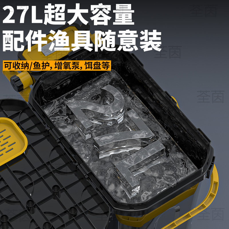キャンピングカー多機能釣りバケツ、釣り箱、釣りバケツ、新しい釣りバケツのフルセット、釣り具、ブラックゴールド釣り箱|undefined