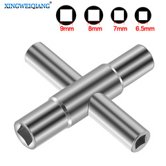 Wholesale 4 in 1 silver wrench manual bathroom wrench hardware tools square wrench cross faucet wrench