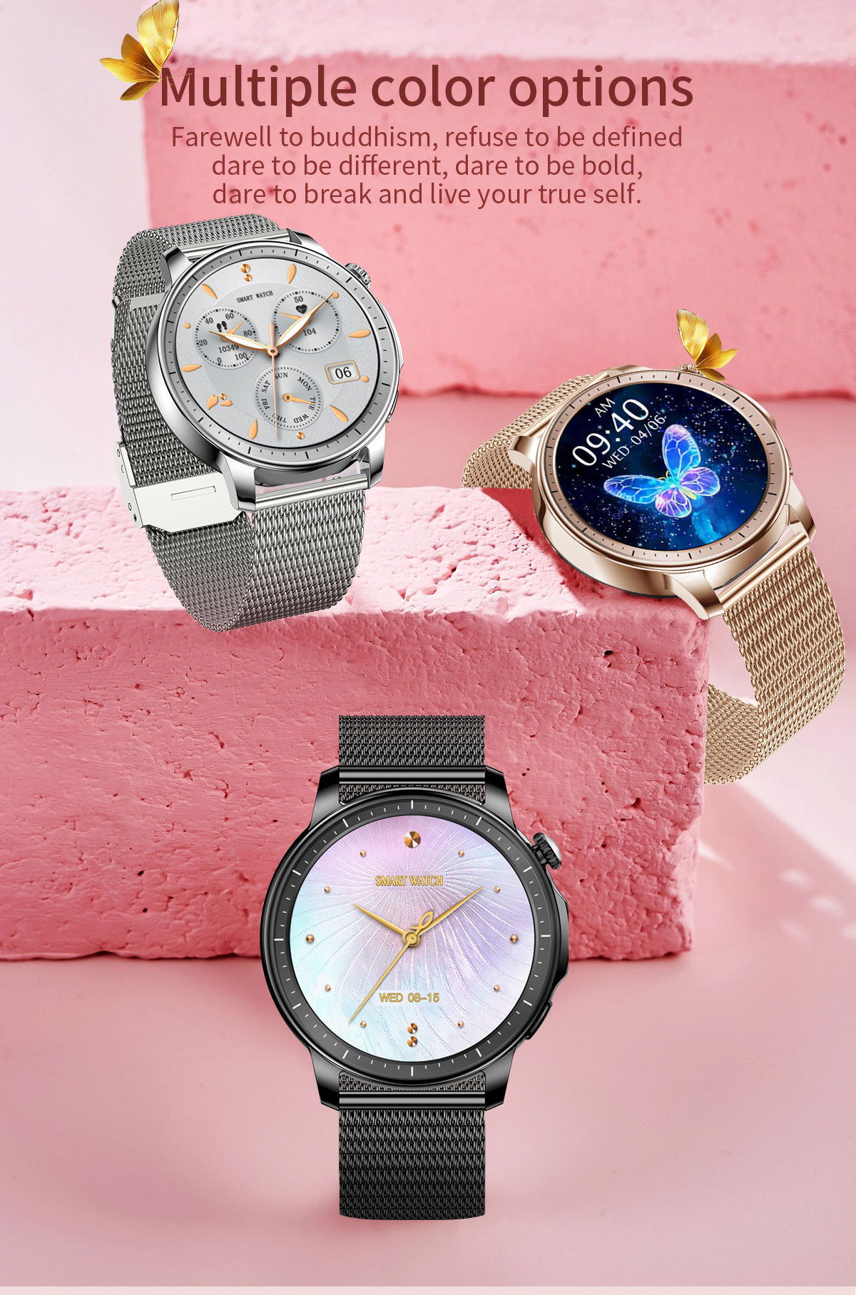 New V65 smartwatch, AMOLED screen, waterproof, smart reminder, Bluetooth, sports watch, ladies' bracelet undefined