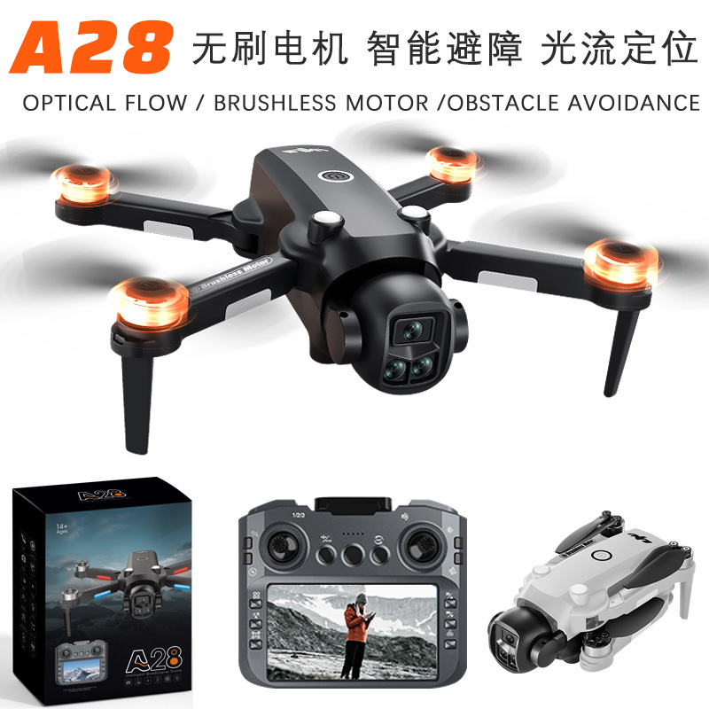 Cross-Border New Product A28 with Screen Drone Brushless Aerial Photography Quadcopter Remote Control Aircraft Export