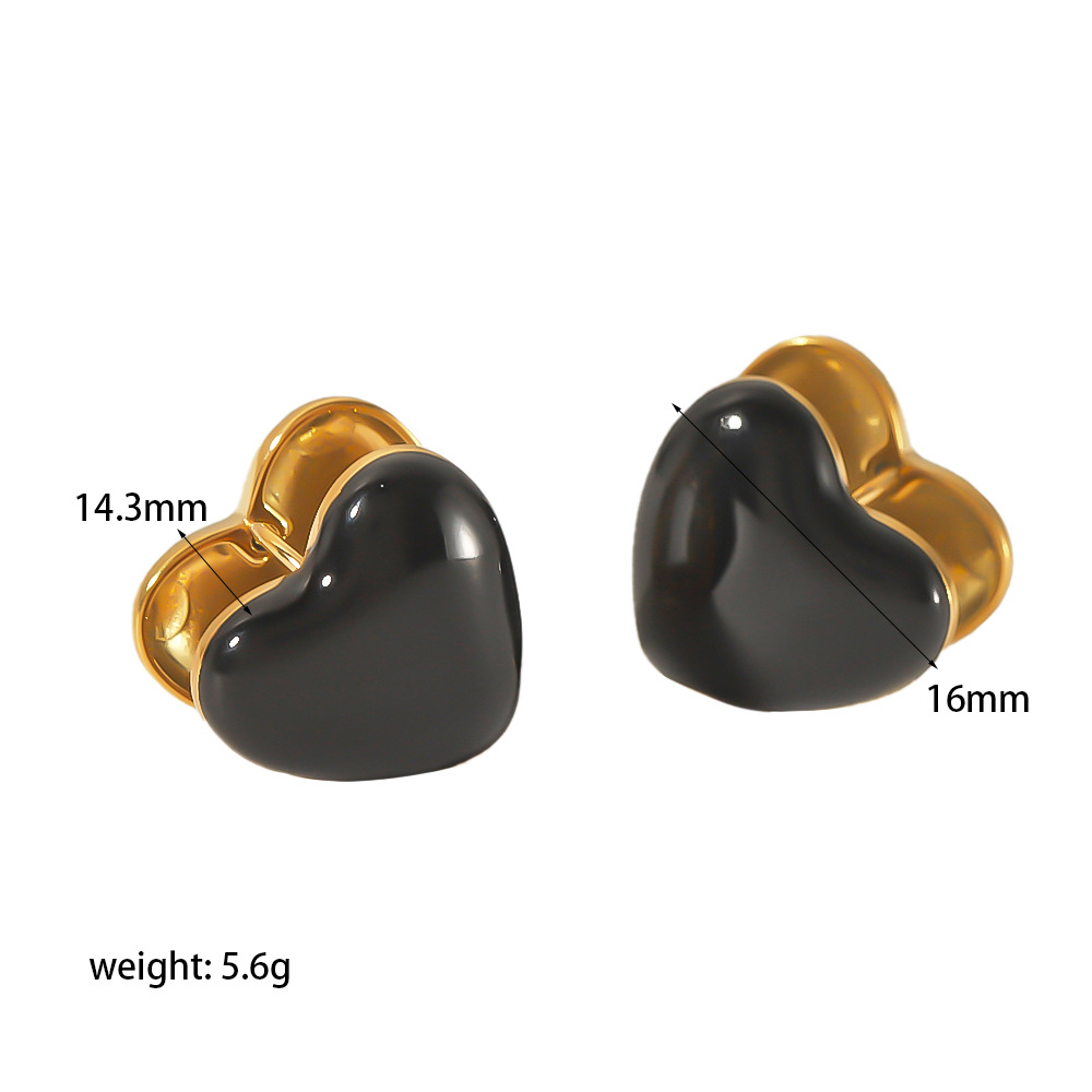 Ins Europa y América de moda goteo de aceite pendientes de acero de titanio no se desvanecen Retro amor diamantes zircón pendientes de acero inoxidable