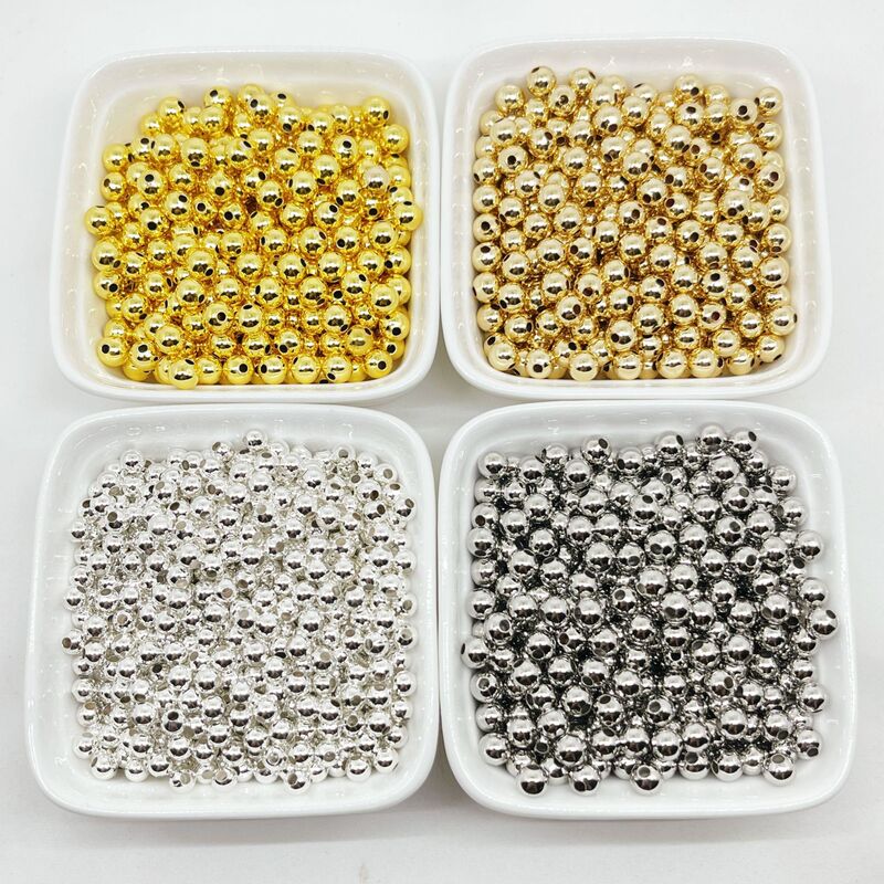 14k package gold color copper beads transfer beads smooth surface small gold beads positioning beads DIY handmade jewelry loose beads accessories