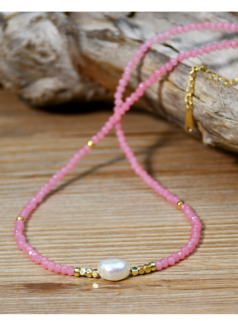 Natural Stone, Brass Chain Material 1 Piece Quantity Shopping Occasion Artificial Crystal, Freshwater Pearl Material Geometric Pattern Modern Style Geometric Artificial Crystal Freshwater Pearl Beaded Women's Necklace
