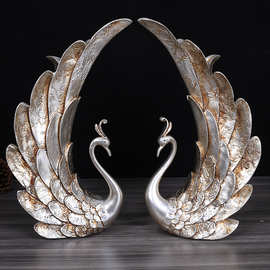 跨境 欧式复古古银色孔雀动物雕塑摆件工艺品装饰工艺品 厂家直销