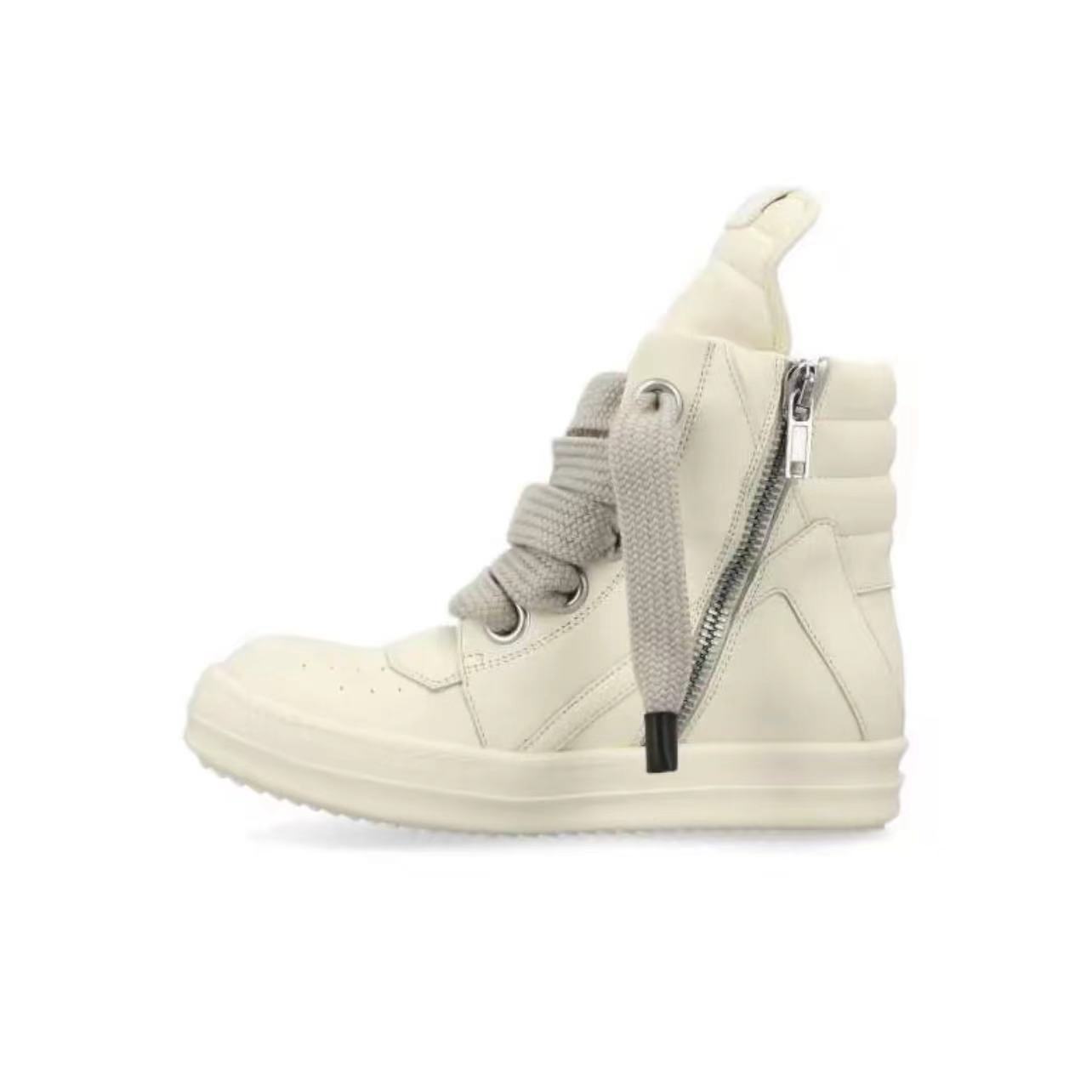 Inverted triangle pure white thick shoelaces