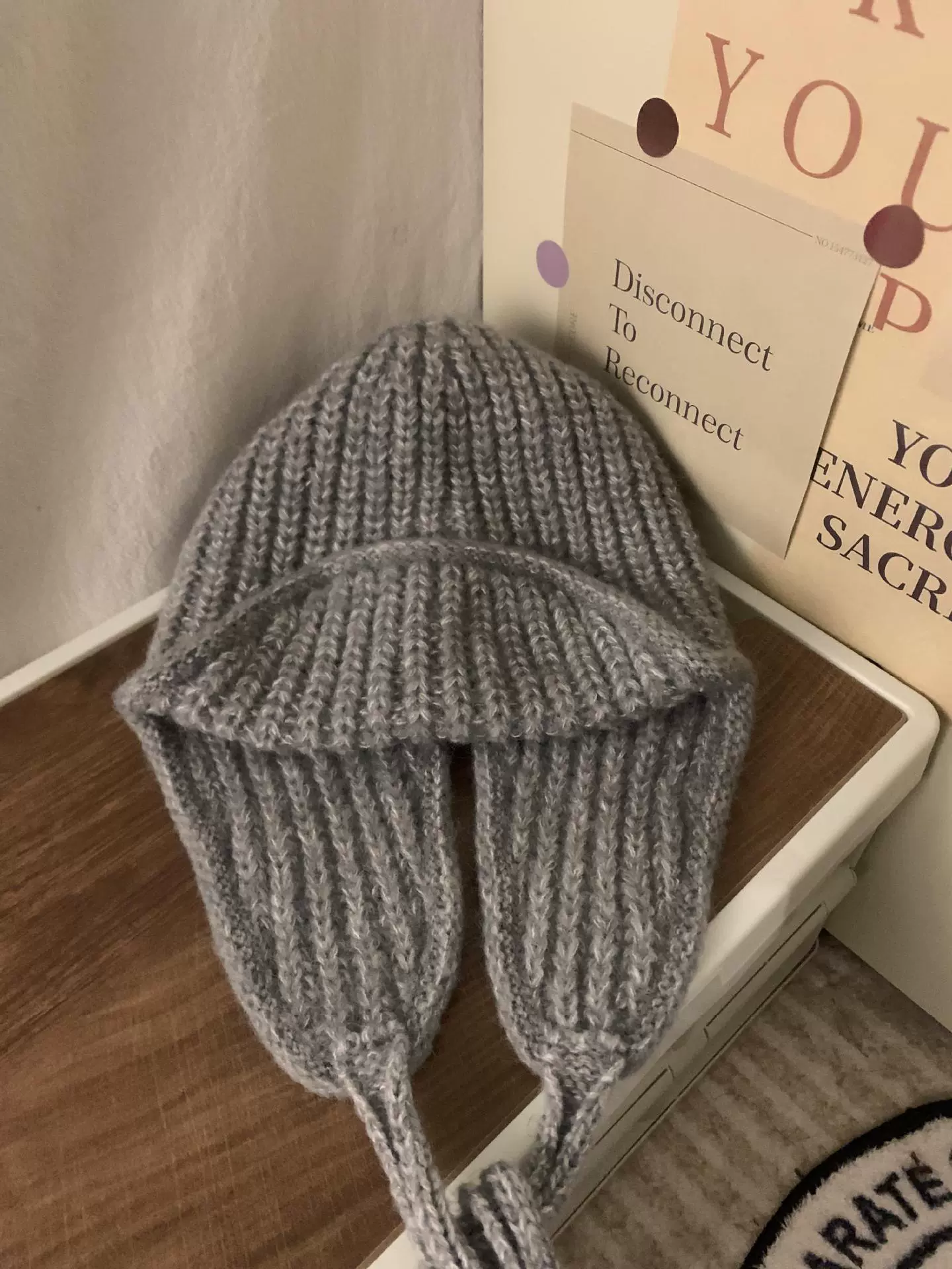 Зимний шарф‑шапка Korean Knit Earflap Hat для женщин, мягкий и тёплый, 56–58 см, фуксия, белый, серый, хаки, черный