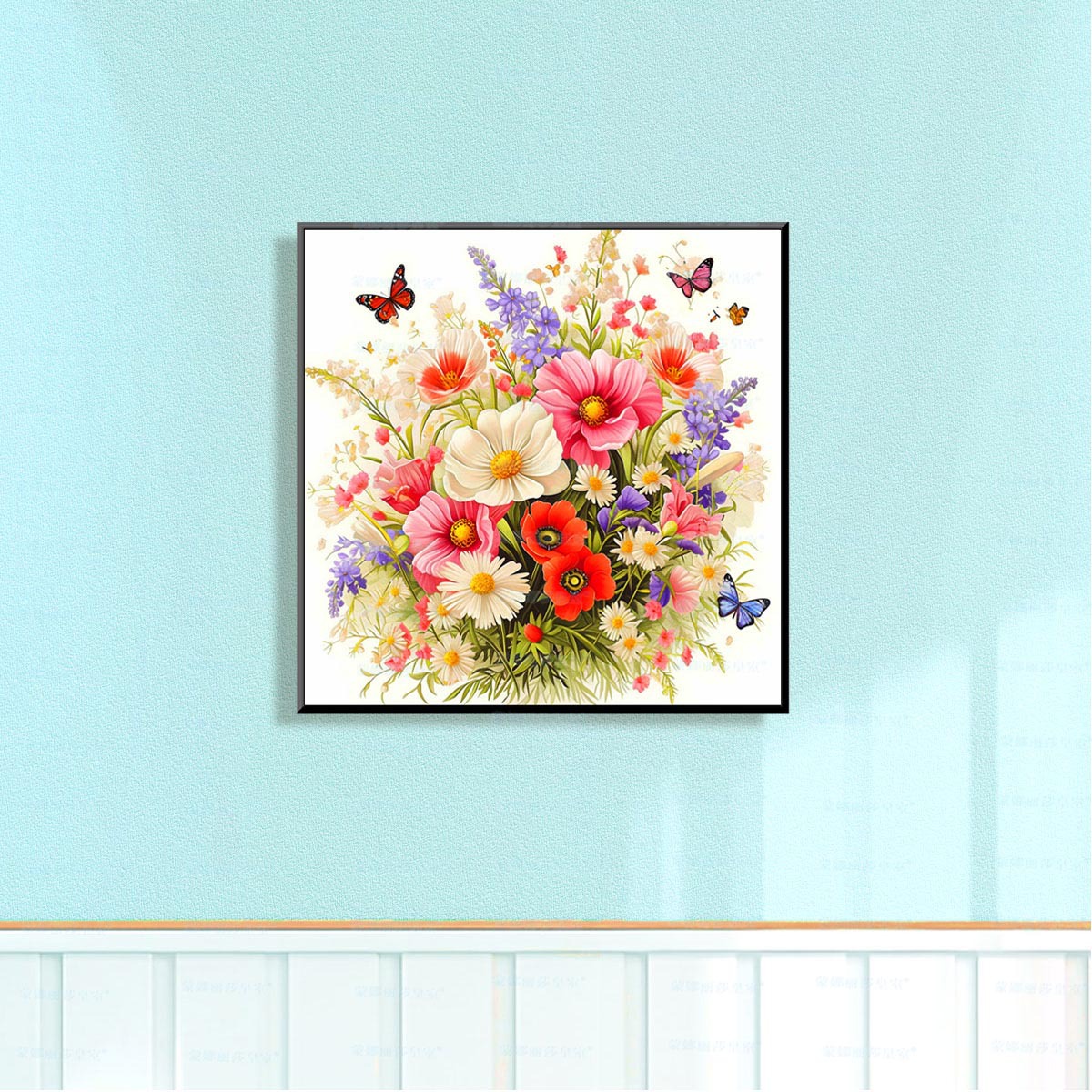 Mona Lisa Royal Cross Stitch Blossom Butterfly Dance Tres nuevas flores Butterfly Sala de estar moderna simple bordado de hilo hecho a mano