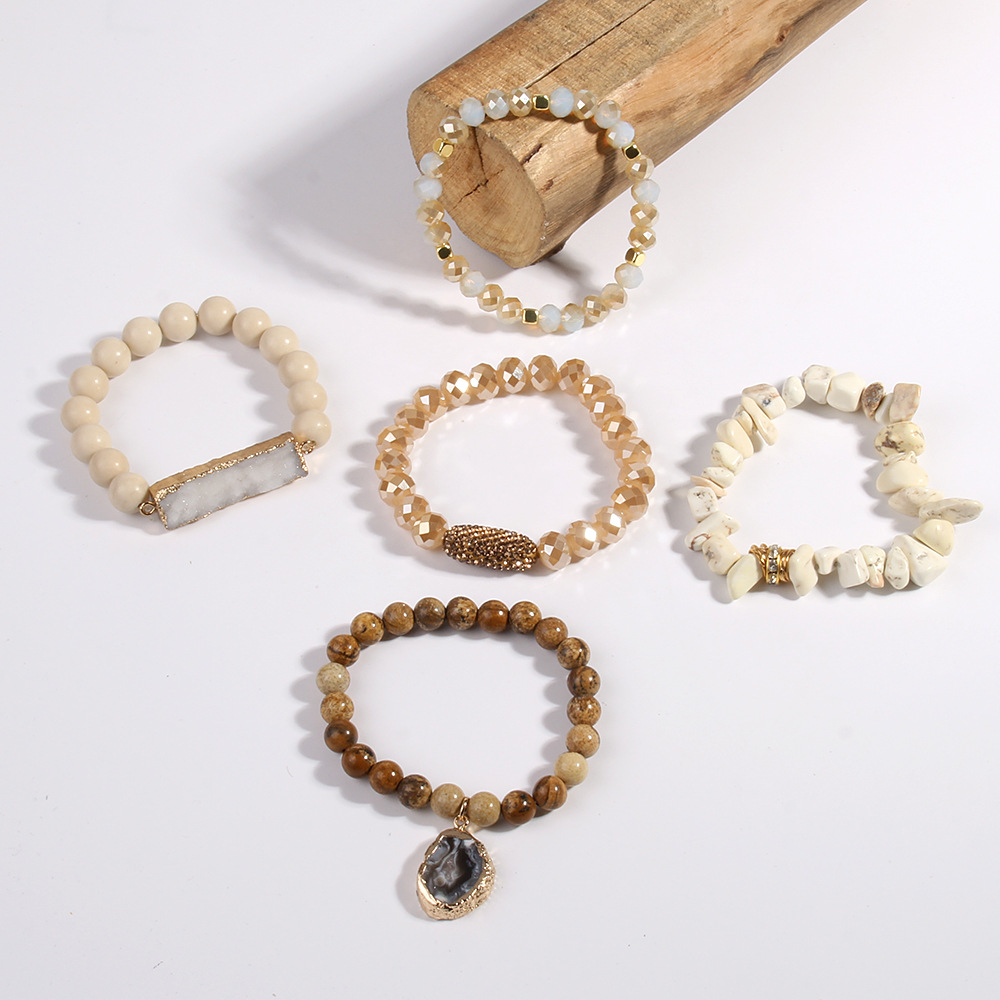 113g Weight Natural Stone Pendant Material Bracelets Classification Natural Stone Chain Material Beaded Chain Chain Type 1 Piece Quantity Holiday, Tea Party Occasion natural stone Material Geometric Pattern Women's Gender Vacation Style Vacation Geometric Natural Stone Beaded Chain Bracelets In Bulk 10