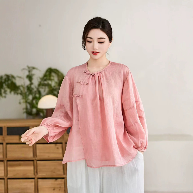A Piece of Clothing That Is Worn on the Body: New Chinese-Style Handmade Brocade Shirt with Button Fastening, 67 Brocade New Chinese-Style Shirt