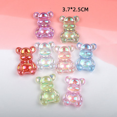 Acrylic transparent colorful bear accessories DIY material hairpin shoe buckle accessories mobile phone case patch manufacturer wholesale
